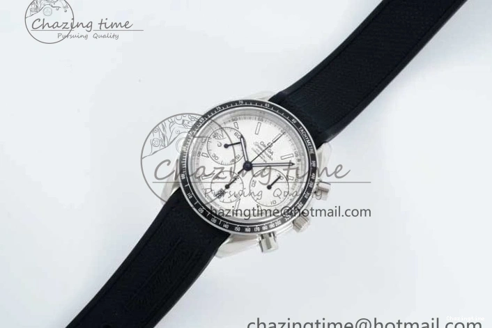 0111 Breathable Speedmaster Racing Master SS HKF Best Edition White Dial on Black Rubber Strap A 7815